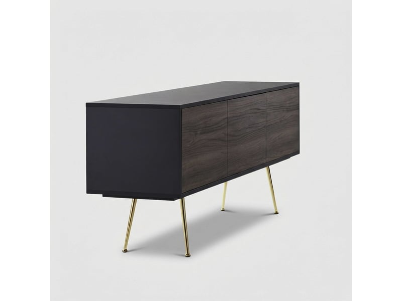 Meuble tv moderne avec 3 portes vharm - marron - noir  - Conforama D