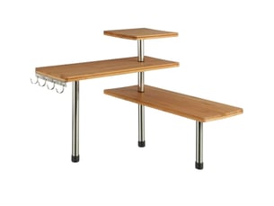 Etagère d'angle en bambou et inox 3 niveaux