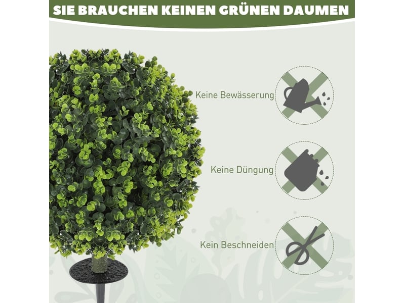  Lot de 2 boules de buis artificielles ø40 x h56 cm – vert – tige à planter, usage intérieur et extérieur  - Conforama E