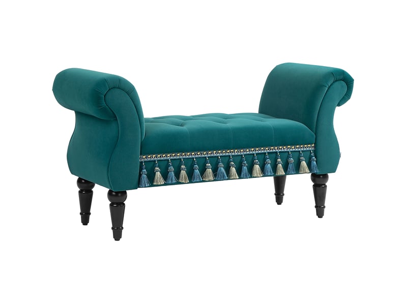  Banquette 117x40x58 cm style vintage cadre en bois vert  - Conforama A