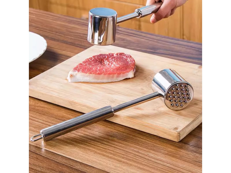  Attendrisseur de viande en 304 acier inoxydable, marteau a viande de cuisine double face pour ménagère marteau à steak argent 27 cm de long  - Conforama D