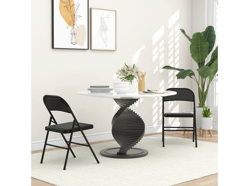  Lot de 2 chaises pliantes chaises de salle à manger portables cadre en acier noir dim. 45l x 46p x 78h cm  - Conforama D