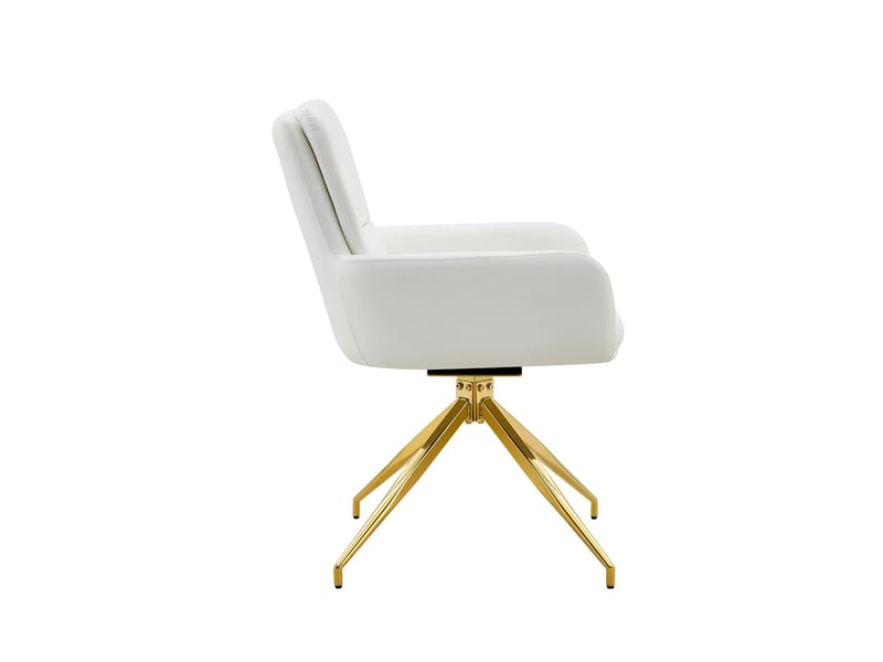  Lot de 2 chaises pivotantes à 360° en similicuir pu blanc et métal doré W3658P391035 - Conforama B