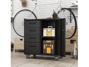 Armoire à outils en métal 75 x 42 x 88 cm noir et gris, 4 tiroirs, rangement verrouillable à roulettes