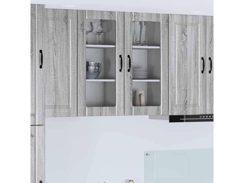 Cabinet en verre mural 2 pcs gris sonoma bois d'ingénierie shl7345 - Conforama B