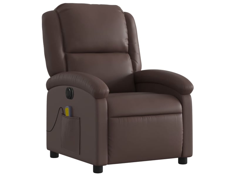  Fauteuil de relaxation tv fonction massage inclinable électrique 6 points de massage en pvc marron dec027204  - Conforama A