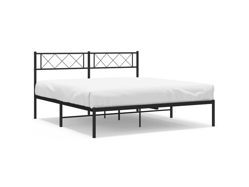 Lit double- lit adulte - cadre de lit métal sans matelas avec tête de lit noir 135x190cm - Conforama A