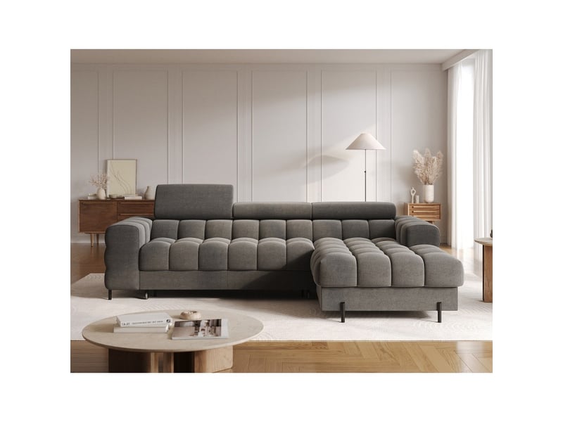  Canapé d'angle droit convertible gris foncé confort premium 285x99x181cm filtro  - Conforama E