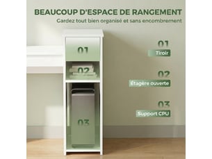 Bureau informatique avec tiroir et étagère, bureau d'ordinateur avec support d'unité centrale, blanc, 108 x 50 x 82 cm