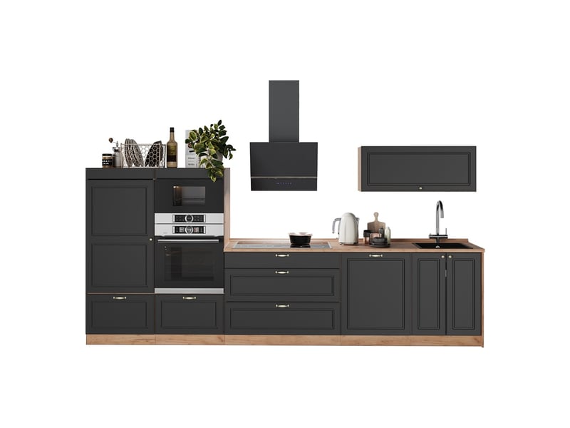  Vicco cuisine, anthrazit-gold landhauschêne de force doré, 340cm sans pt  - Conforama E