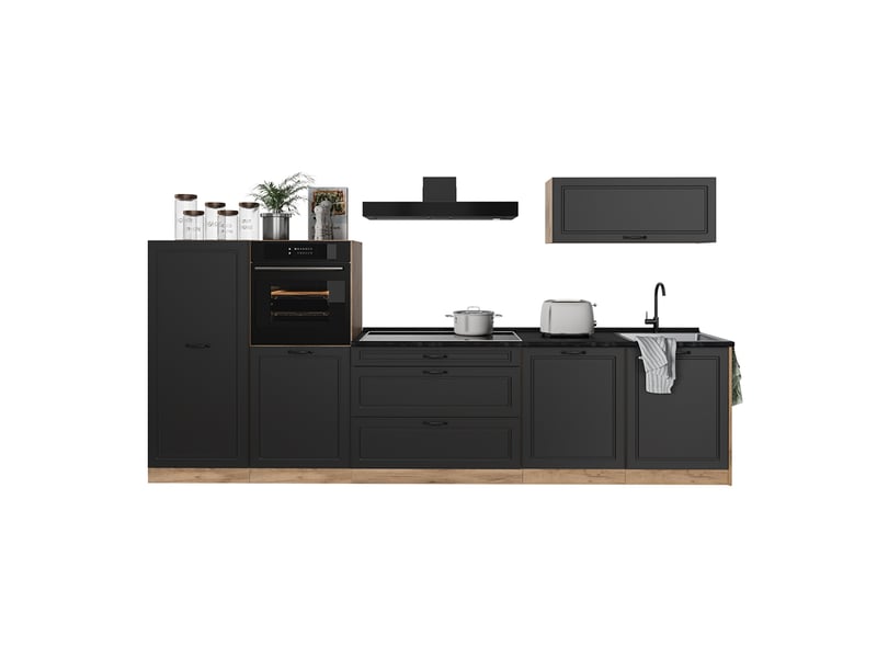 Vicco cuisine, anthracite campagnechêne doré, 340cm plan de travail anthracite - Conforama E