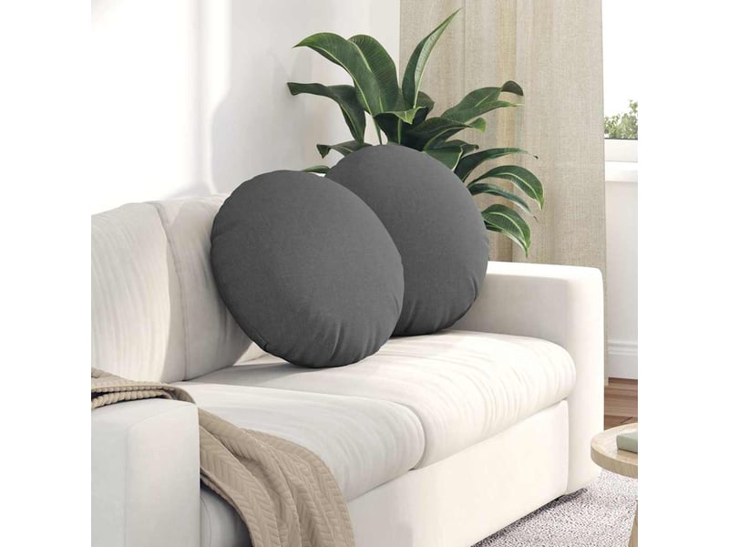  Lot de 2 coussins de siège, coussins décoratifs tissu gris foncé ø50 x 19 cm cf59830  - Conforama B