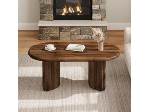 Table basse ovale 99x50x40 cm en mdf couleur marron, design moderne