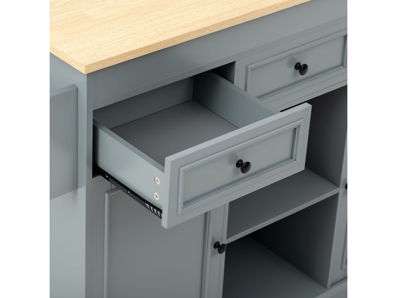  Îlot de cuisine mobile,112-188x45x92 cm,avec plan extensible,mdf,gris  - Conforama E