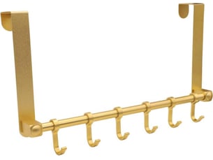 Crochet de porte en aluminium, 6 crochets amovibles, organisateur de robuste, derrière la de la salle de bain (or, multicolore