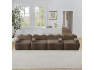 Canapé modulable,384x98x70 cm,4 places sans montage,velours,marron