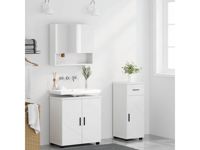 Ensemble de mobilier de salle de bain 3 pc blanc cf64243 - Conforama D