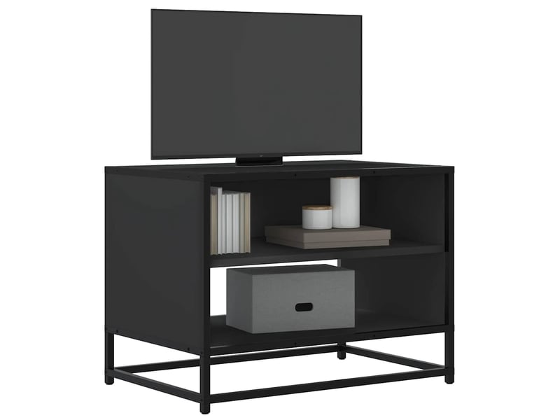  Meuble tv - banc tv - meuble de rangement noir 61x40x46 cm bois d'ingénierie et métal  - Conforama B