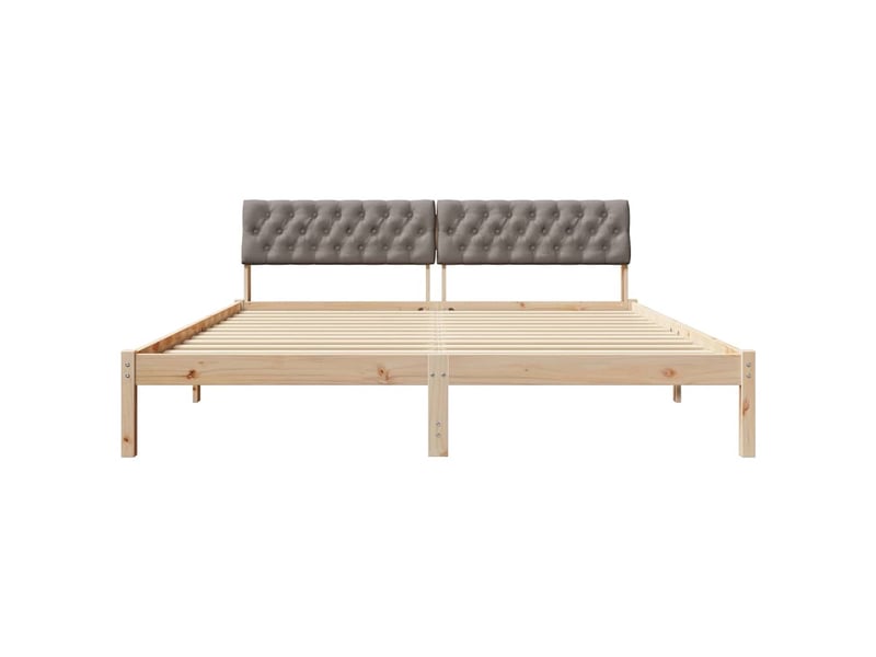  Lit double- lit adulte -  cadre de lit marron et taupe 180 x 200 cm bois massif en pin  - Conforama D