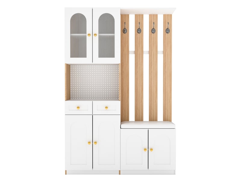 Portemanteau avec banc et rangement 120 x 180 cm en mdf blanc  - Conforama R