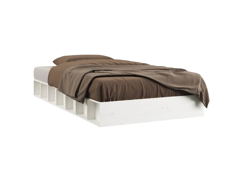  Lit double- lit adulte -  cadre de lit sans matelas blanc 135x190 cm bois massif  - Conforama A