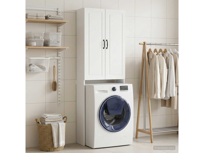 Armoire de toilette, meuble de toilette utrecht blanc 66x25.5x190 cm - Conforama C