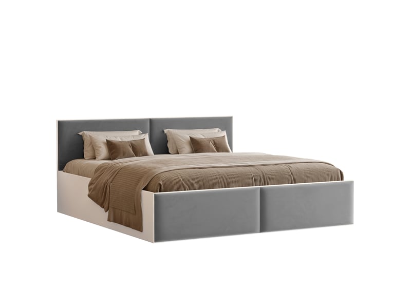  Lit coffre atheris - 160x200 cm - structure de lit sans matelas - tissu velours - gris ATHERIS - Conforama A