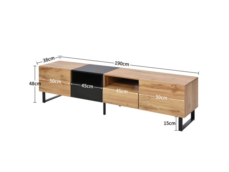  Meuble tv naturel 190 cm mdf meuble tv bois clair - Conforama C