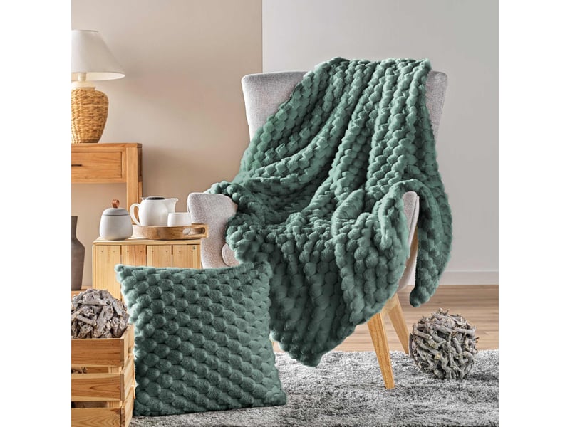  Plaid imitation fourrure , sherpa frosty cèdre - 220x240cm - cèdre  - Conforama C