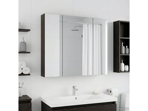 Armoire miroir salle de bain, meuble de rangement chêne noir 80x14.5x70 cm shl4262