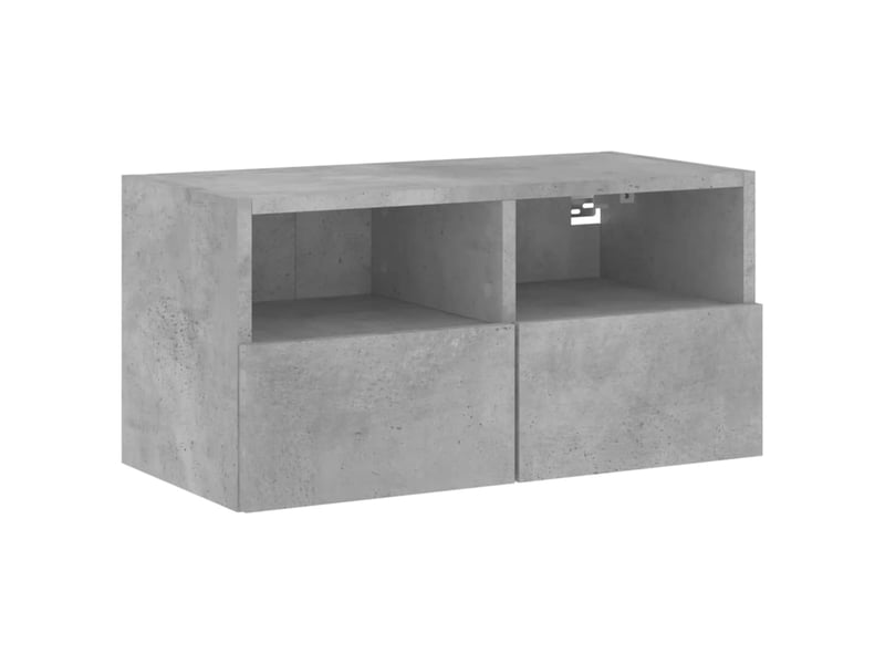  Meuble tv - banc tv - meuble de rangement mural gris béton 60x30x30 cm bois d'ingénierie  - Conforama A