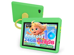 Tablette enfant 10.1 android 16 wifi 6 24 go ram 128 go stockage verte