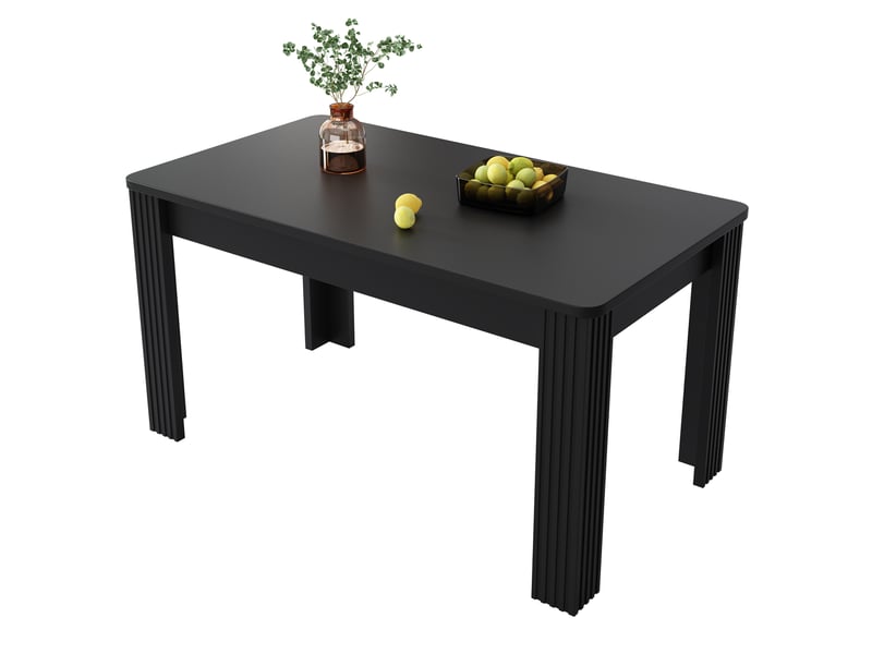  Table de salle à manger 116 x 65 x 75 cm, table rectangulaire, panneaux de particules, 4 pieds, noir  - Conforama A