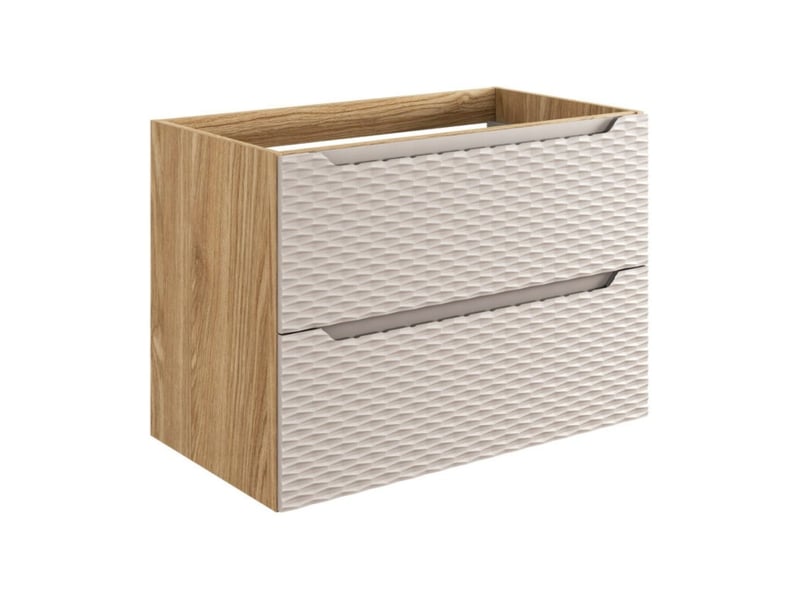  Meuble sous vasque yoka – beige et chêne clair 90 cm  - Conforama A