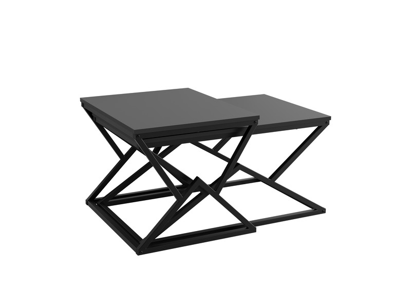  Table basse géométrique moderne noire, plateau bois, structure métal, style industriel  - Conforama E