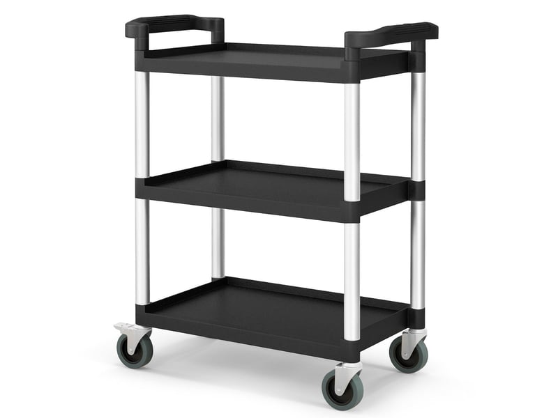  Chariot à 3 niveaux lot de 1 80 x 41 x 97 cm capacité 225kg design moderne finition noire en aluminium pp 20_0011398  - Conforama A
