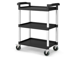 Chariot à 3 niveaux lot de 1 80 x 41 x 97 cm capacité 225kg design moderne finition noire en aluminium pp 20_0011398