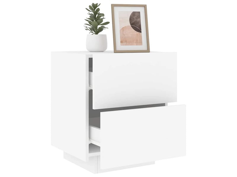 Lot de 2 tables de chevet - cabinet de chevet - table de nuit et lumières led blanc bois d'ingénierie - Conforama D