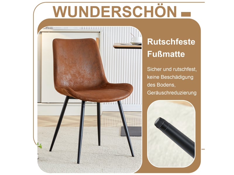  Ensemble table ronde avec 4 chaises marron, table ronde de 100 cm avec plateau effet bois marron et insert en verre trempé  - Conforama R