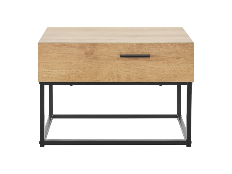 Set de 2 table de chevet métal 39 x 55 x 40 cm beige effet chêne 03_0010596  - Conforama E
