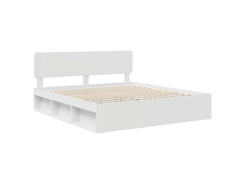  Lit double- lit adulte -  cadre de lit avec tête de lit blanc 180 x 200 cm pin massif  - Conforama C
