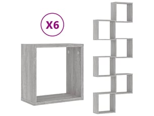 Lo de 6 étagère cube murale sonoma gris 30x15x30 cm