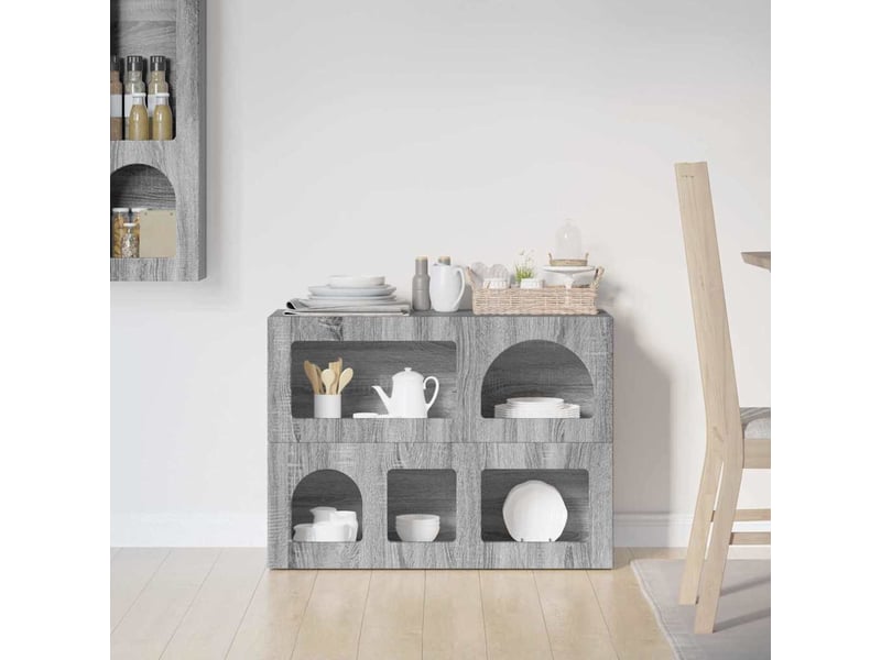  Buffet - bahut - meuble de rangement elst gris sonoma 80,5 x 35 x 59 cm bois d'ingénierie  - Conforama D