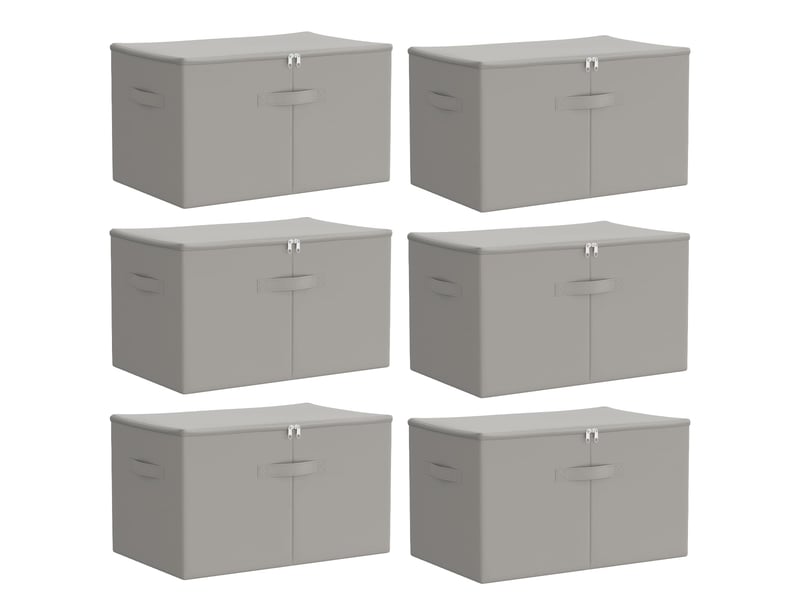  Boîte de rangement 6 pcs tissu intissé 55x35x32 cm 61,6 l shl2893  - Conforama A