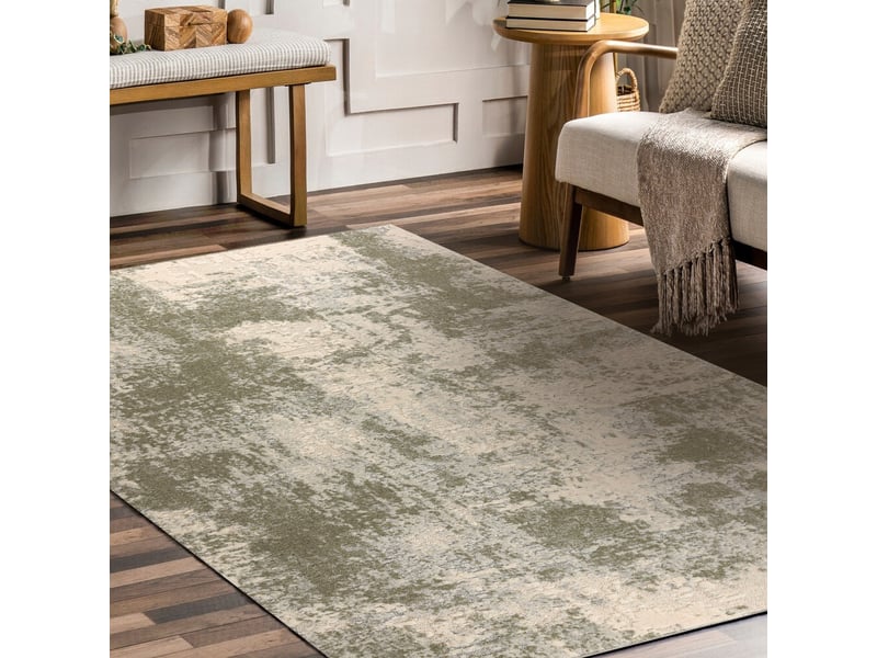 Moquette en laine flux 461.138.sa990 osta - abstraction, structurelle, loft vert beige 135x200 cm  - Conforama D