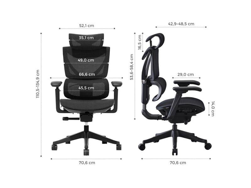 Chaise de bureau ergonomique noire en maille, réglage à 3 boutons et dossier inclinable 95° à 119° - Conforama C