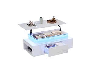 Table basse rectangulaire coloris blanc <strong>BEAUNIV</strong> <strong></strong> - 45 cmx96 cm