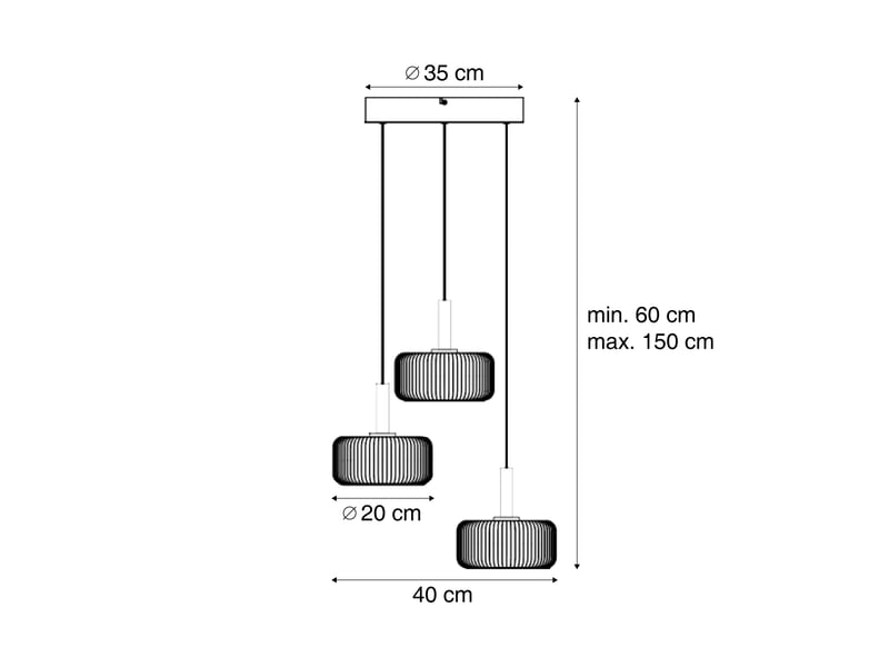  Suspension design fiera or rose avec verre ambré, led intégrée dimmable en 3 étapes, 3 lumières et système easylift  - Conforama C