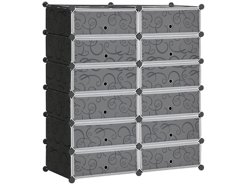  Meuble à chaussures modulable 12 cubes en pp et acier 94x37x108 cm  - Conforama A