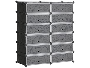 Meuble à chaussures modulable 12 cubes en pp et acier 94x37x108 cm